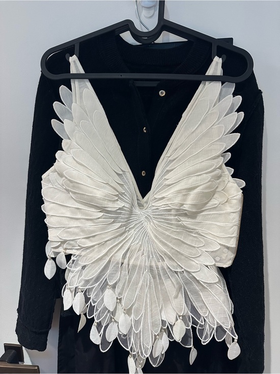 Zimmermann Tops - Zimmermann White Feather-Embellished V-Neck Camisole